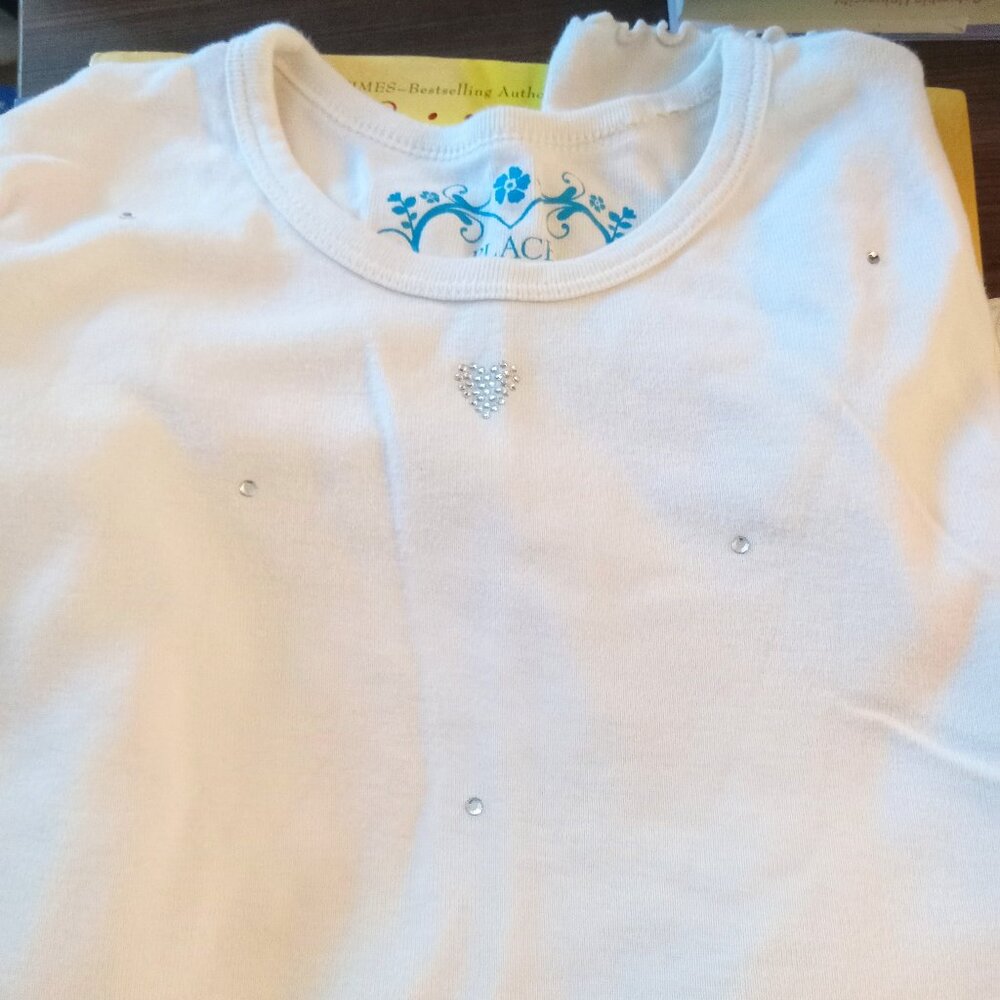 3/$20  The (CHildren's) Place Girl's 14 Rhinestone heart long sleeved tee shirt